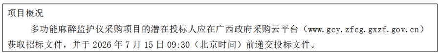 中佳信建设管理集团有限公司关于多功能麻醉监护仪采购的公开招标公告